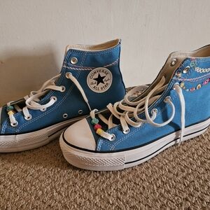 Converse Women's Blue Embroidered High-Tops